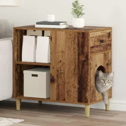 vidaXL Kat Hus Gammelt træ 72 x 42.5 x 70 cm Konstrueret træ