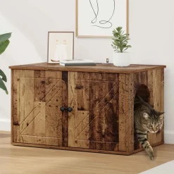 vidaXL Kat Hus Gammelt træ 85 x 55 x 50 cm Konstrueret træ