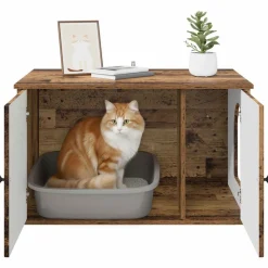 vidaXL Kat Hus Gammelt træ 85 x 55 x 50 cm Konstrueret træ