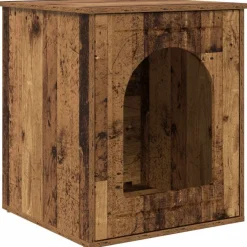 vidaXL Kat Hus Gammelt træ 53 x 52 x 62 cm Konstrueret træ