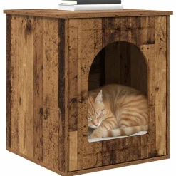 vidaXL Kat Hus Gammelt træ 53 x 52 x 62 cm Konstrueret træ