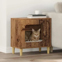 vidaXL Kat Hus Gammelt træ 51 x 30 x 52 cm Konstrueret træ