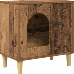 vidaXL Kat Hus Gammelt træ 51 x 30 x 52 cm Konstrueret træ