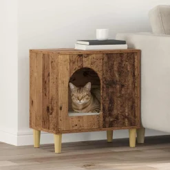 vidaXL Kat Hus Gammelt træ 51 x 30 x 52 cm Konstrueret træ