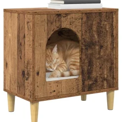 vidaXL Kat Hus Gammelt træ 51 x 30 x 52 cm Konstrueret træ