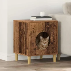 vidaXL Kat Hus Gammelt træ 42,5 x 40 x 53 cm Konstrueret træ
