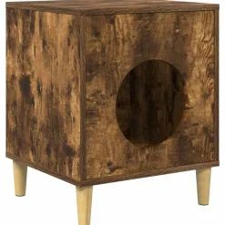 vidaXL Kat Hus Røget eg 42,5 x 40 x 53 cm Konstrueret træ
