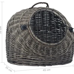vidaXL kattetransport 45x35x35 cm naturpil grå