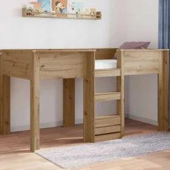 vidaXL Køjeseng til Børn Artisan Egetræ 100 x 200 cm Konstrueret træ