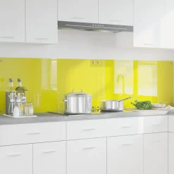 vidaXL Køkkenbacksplash 2 pcs Gul 100 x 50 cm hærdet glas