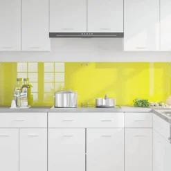 vidaXL Køkkenbacksplash 2 pcs Gul 100 x 50 cm hærdet glas