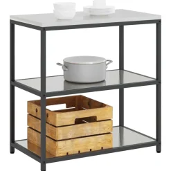 vidaXL Køkkenopbevaring med hylde Sølv 90 x 50 x 92 cm Stål