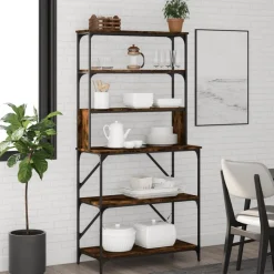 vidaXL køkkenreol 6 hylder 90x40x180 cm konstrueret træ røget egetræ