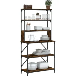 vidaXL køkkenreol 6 hylder 90x40x180 cm konstrueret træ røget egetræ