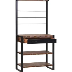 vidaXL Køkkenreol Mønstret og sort 80 x 40 x 160 cm Solid genbrugs træ