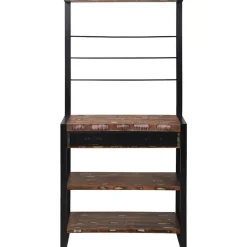 vidaXL Køkkenreol Mønstret og sort 80 x 40 x 160 cm Solid genbrugs træ