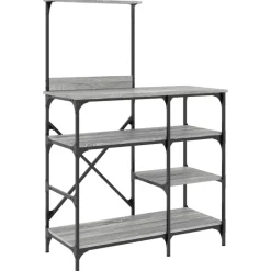 vidaXL køkkenreol 90x40x132 cm konstrueret træ og metal grå sonoma-eg