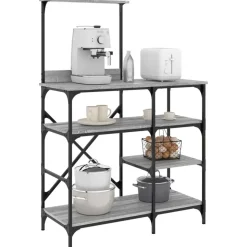 vidaXL køkkenreol 90x40x132 cm konstrueret træ og metal grå sonoma-eg