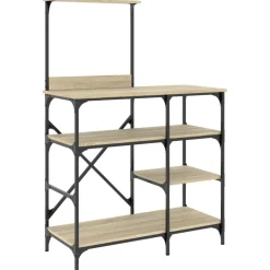 vidaXL køkkenreol 90x40x132 cm konstrueret træ og metal sonoma-eg