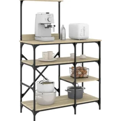 vidaXL køkkenreol 90x40x132 cm konstrueret træ og metal sonoma-eg