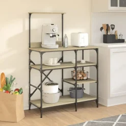 vidaXL køkkenreol 90x40x132 cm konstrueret træ og metal sonoma-eg