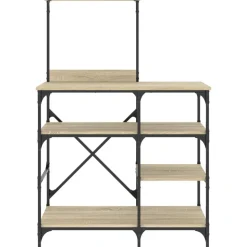 vidaXL køkkenreol 90x40x132 cm konstrueret træ og metal sonoma-eg