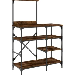 vidaXL køkkenreol 90x40x132 cm konstrueret træ og metal røget eg