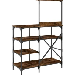 vidaXL køkkenreol 90x40x132 cm konstrueret træ og metal røget eg