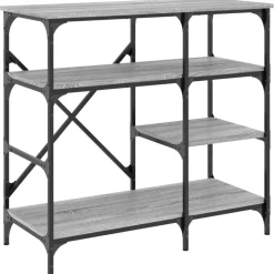 vidaXL køkkenreol 90x40x84 cm konstrueret træ og metal grå sonoma-eg