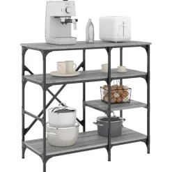 vidaXL køkkenreol 90x40x84 cm konstrueret træ og metal grå sonoma-eg