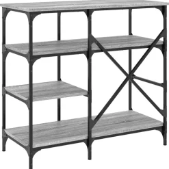 vidaXL køkkenreol 90x40x84 cm konstrueret træ og metal grå sonoma-eg