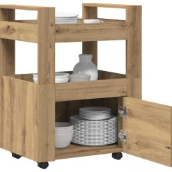 vidaXL Køkkenvogn artisan eg 60 x 45 x 80 cm Konstrueret træ