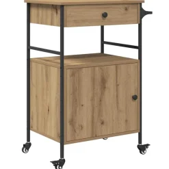 vidaXL Køkkenvogn Artisan Egetræ 56 x 43 x 89,5 cm Konstrueret træ