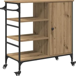vidaXL Køkkenvogn Artisan Egetræ 87.5 x 39 x 84.5 cm Konstrueret træ