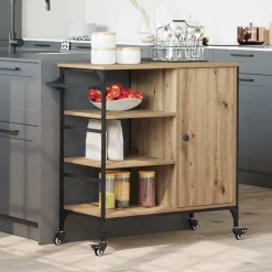 vidaXL Køkkenvogn Artisan Egetræ 87.5 x 39 x 84.5 cm Konstrueret træ