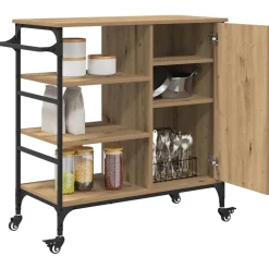 vidaXL Køkkenvogn Artisan Egetræ 87.5 x 39 x 84.5 cm Konstrueret træ