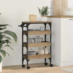 vidaXL Køkkenvogn Artisan Egetræ 53 x 20 x 76 cm Konstrueret træ