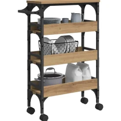 vidaXL Køkkenvogn Artisan Egetræ 53 x 20 x 76 cm Konstrueret træ