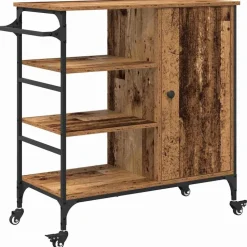 vidaXL Køkkenvogn Gammelt træ 87.5 x 39 x 84.5 cm Konstrueret træ