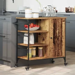 vidaXL Køkkenvogn Gammelt træ 87.5 x 39 x 84.5 cm Konstrueret træ