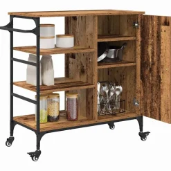 vidaXL Køkkenvogn Gammelt træ 87.5 x 39 x 84.5 cm Konstrueret træ