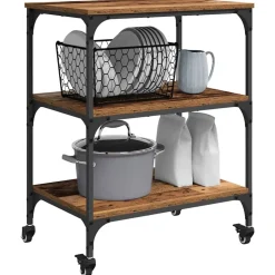 vidaXL Køkkenvogn Gammelt træ 60 x 41 x 76 cm Konstrueret træ