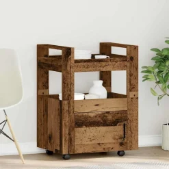 vidaXL Køkkenvogn Gammelt træ 60 x 45 x 80 cm Konstrueret træ