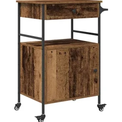 vidaXL Køkkenvogn Gammelt træ 56 x 43 x 89,5 cm Konstrueret træ