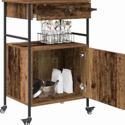 vidaXL Køkkenvogn Gammelt træ 56 x 43 x 89,5 cm Konstrueret træ