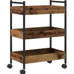vidaXL Køkkenvogn Gammelt træ 50 x 30 x 70 cm Konstrueret træ