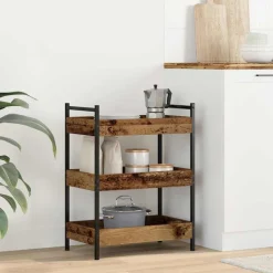 vidaXL Køkkenvogn Gammelt træ 50 x 30 x 70 cm Konstrueret træ