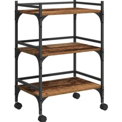 vidaXL Køkkenvogn Gammelt træ 50 x 35 x 75.5 cm Konstrueret træ