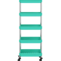 vidaXL køkkenvogn med 5 hylder 42x29x128 cm jern og ABS turkis
