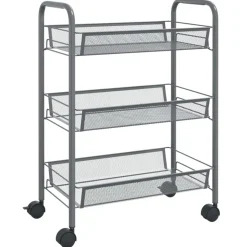vidaXL køkkenvogn med 3 hylder 46x26x64 cm jern grå